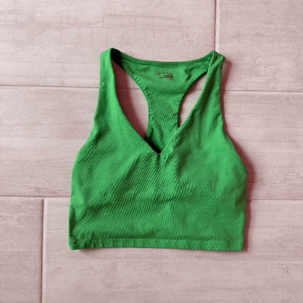 Aerie Offline The Hugger Cropped Tank V Neck Racerback Kelly Green Small Sports